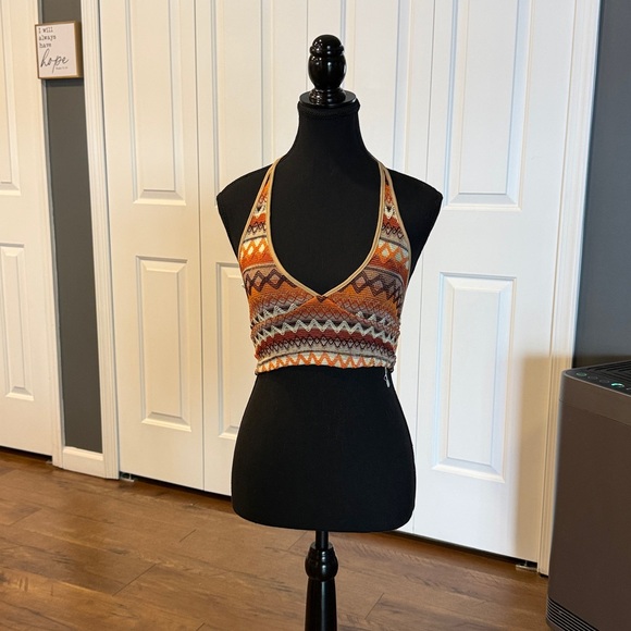SHEIN Vibrant Knit Crop Top - Orange and Brown XS - Picture 10 of 10